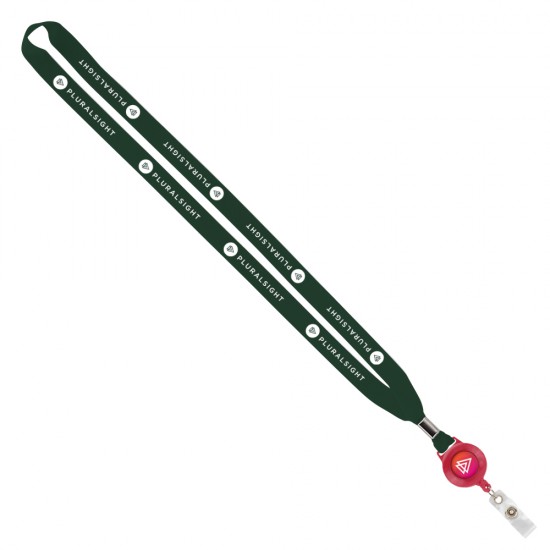Import Rush 5/8" Polyester Lanyard with Silver Crimp & Badge Reel Import Rush 5/8" Polyester Lanyard with Silver Crimp & Badge Reel