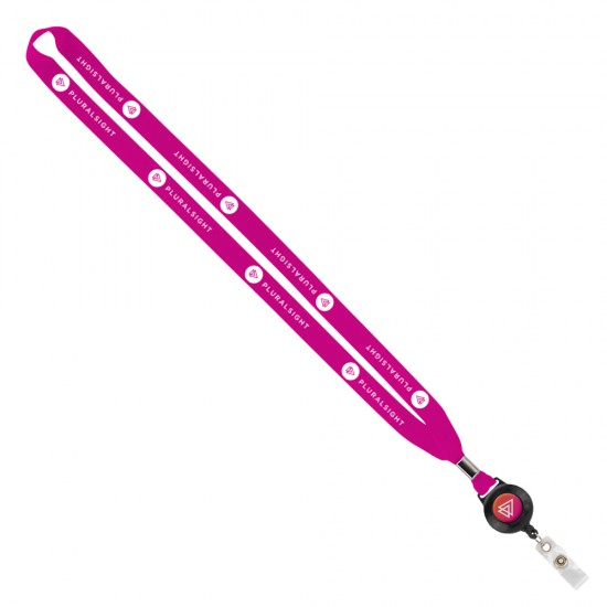 Import Rush 5/8" Polyester Lanyard with Silver Crimp & Badge Reel Import Rush 5/8" Polyester Lanyard with Silver Crimp & Badge Reel
