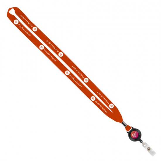Import Rush 5/8" Polyester Lanyard with Silver Crimp & Badge Reel Import Rush 5/8" Polyester Lanyard with Silver Crimp & Badge Reel