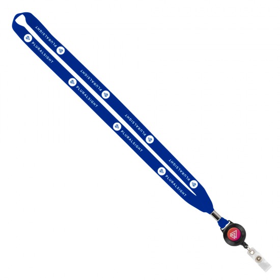 Import Rush 5/8" Polyester Lanyard with Silver Crimp & Badge Reel Import Rush 5/8" Polyester Lanyard with Silver Crimp & Badge Reel