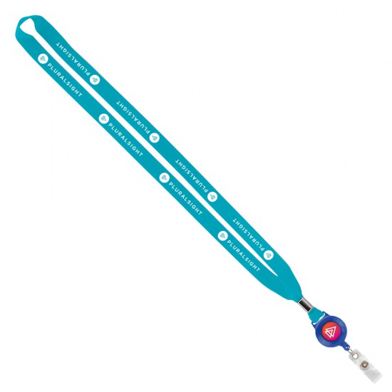 Import Rush 5/8" Polyester Lanyard with Silver Crimp & Badge Reel Import Rush 5/8" Polyester Lanyard with Silver Crimp & Badge Reel
