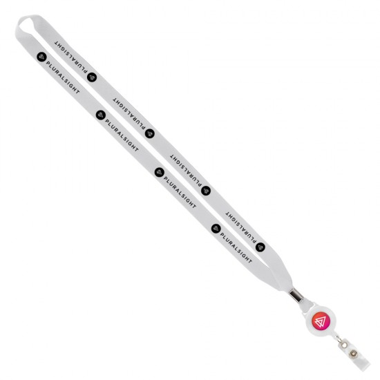 Import Rush 5/8" Polyester Lanyard with Silver Crimp & Badge Reel Import Rush 5/8" Polyester Lanyard with Silver Crimp & Badge Reel