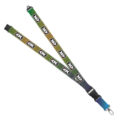 Import Maverick 1" Dye-Sublimated Lanyard w/ Slide Buckle Release, Silver Metal Oval & Convenience Release