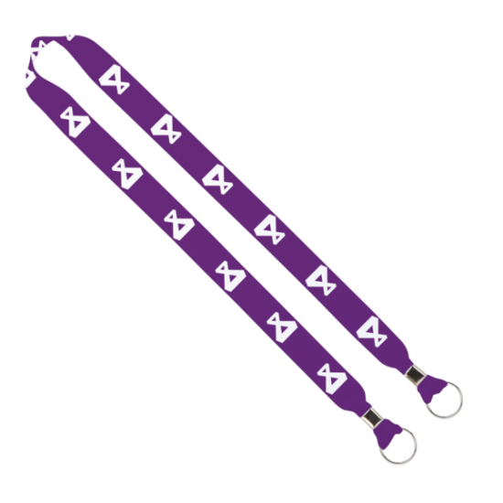 Import Rush 1" Dye-Sublimated 2-Ended Lanyard with Dual Silver Metal Crimp & Split-Ring