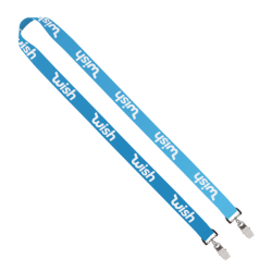 Import Rush 3/4" Dye-Sublimated Double-Ended Lanyard with Dual Sewn Silver Metal Split-Ring
