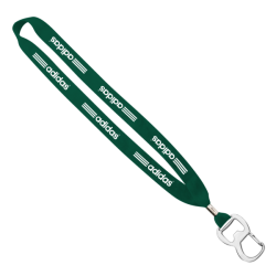 3/4" Cotton Lanyard with Metal Crimp & Metal Bottle Opener