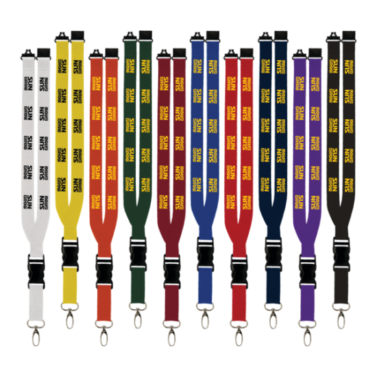 Maverick 1" Polyester Lanyard w/ Slide Buckle Release, Silver Metal Oval & Convenience Release