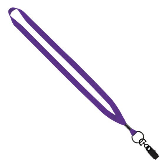 1/2" Polyester Lanyard with Metal Crimp & Bulldog Clip