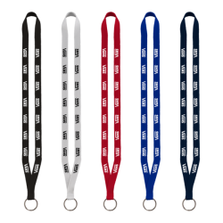 1/2" Polyester Lanyard with Sewn Metal Split-Ring