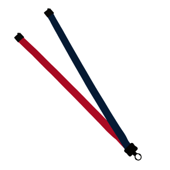 3/4" Multi color (left and right) Polyester Lanyard with Plastic Clamshell