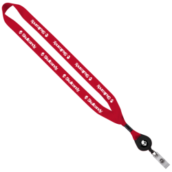 3/4" Polyester Lanyard with Metal Crimp & Retractable Badge Reel