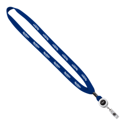 5/8" New Polyester "Shoelace" Lanyard with Retractable Badge Reel