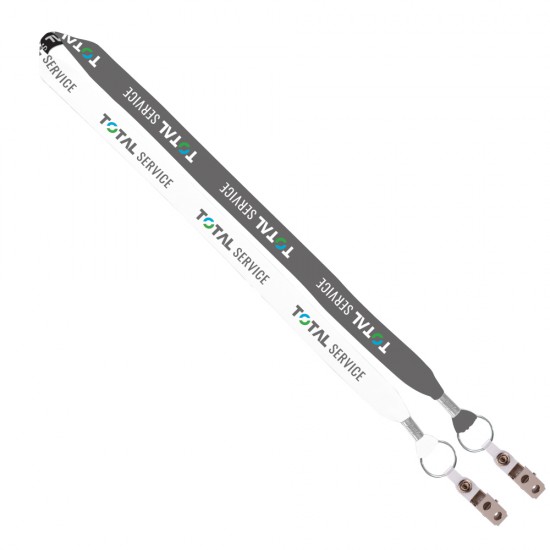 3/4" Dye-Sublimated Double Ended Lanyard w/ Metal Spit Ring