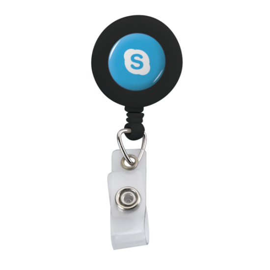 Retractable Zip Cord w/ Epoxy Dome & Vinyl Snap Attachment w/ Bulldog Clip Retractable Zip Cord w/ Epoxy Dome & Vinyl Snap Attachment w/ Bulldog Clip