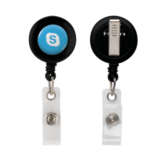 Retractable Zip Cord w/ Epoxy Dome & Vinyl Snap Attachment w/ Bulldog Clip Retractable Zip Cord w/ Epoxy Dome & Vinyl Snap Attachment w/ Bulldog Clip