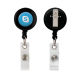 Color: Black (SnugZ) Retractable Zip Cord w/ Epoxy Dome & Vinyl Snap Attachment w/ Bulldog Clip