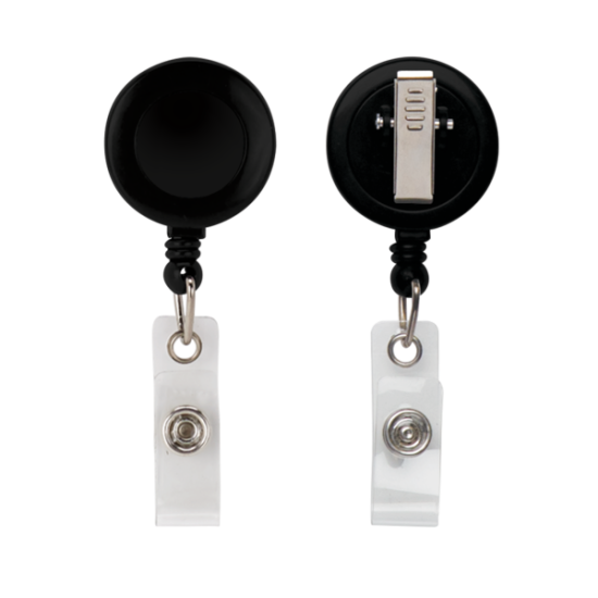 Retractable Zip Cord w/ Epoxy Dome & Vinyl Snap Attachment w/ Bulldog Clip Retractable Zip Cord w/ Epoxy Dome & Vinyl Snap Attachment w/ Bulldog Clip