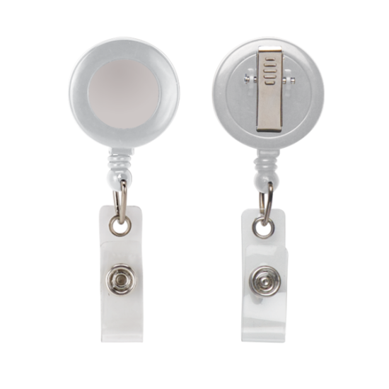 Retractable Zip Cord w/ Epoxy Dome & Vinyl Snap Attachment w/ Bulldog Clip Retractable Zip Cord w/ Epoxy Dome & Vinyl Snap Attachment w/ Bulldog Clip