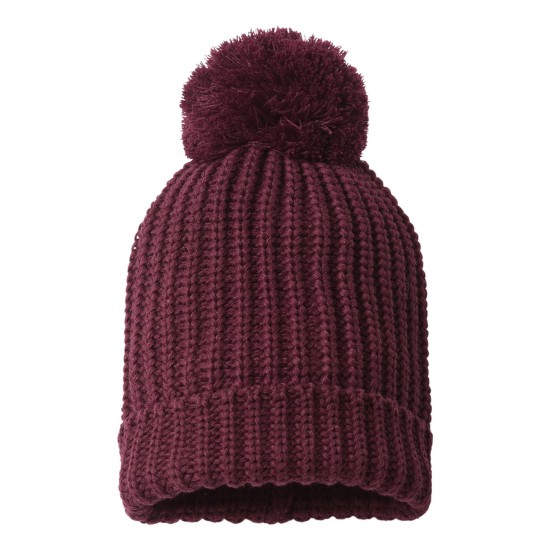 Chunky Cable with Cuff & Pom Beanie - 143R