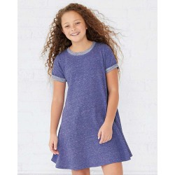 Harborside Mélange French Terry Girls' Twirl Dress - 2679