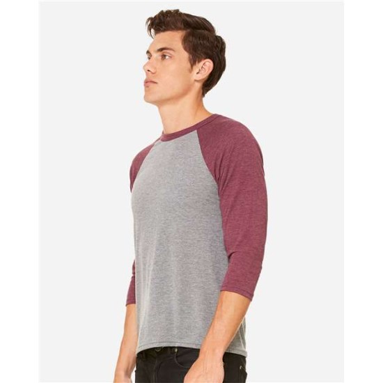BELLA + CANVAS - Unisex Three-Quarter Sleeve Baseball Tee