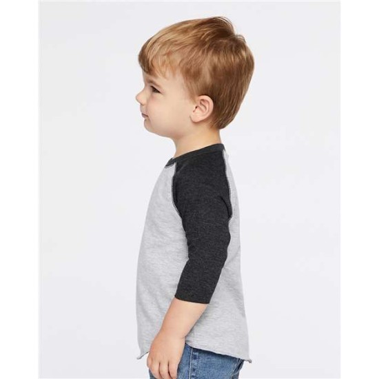 Toddler Baseball Fine Jersey Three-Quarter Sleeve Tee - 3330