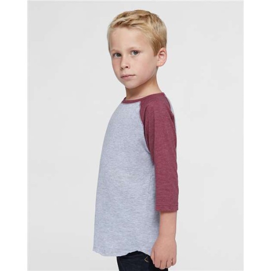 Toddler Baseball Fine Jersey Three-Quarter Sleeve Tee - 3330