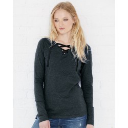 LAT - Women's Fine Jersey Lace-Up Long Sleeve T-Shirt