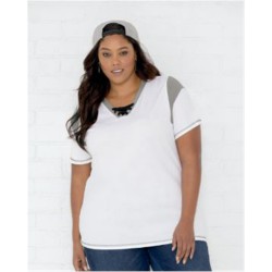 LAT - Women's Curvy Lace Up Fine Jersey Tee