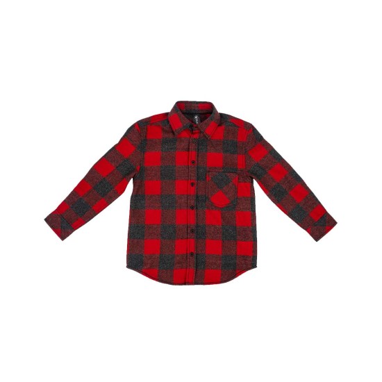 Youth Open Pocket Long Sleeve Flannel Shirt - 4212