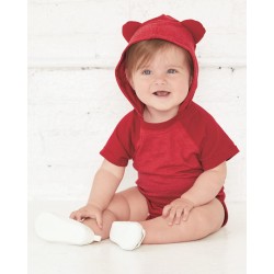 Fine Jersey Infant Short Sleeve Raglan Bodysuit with Hood & Ears - 4417