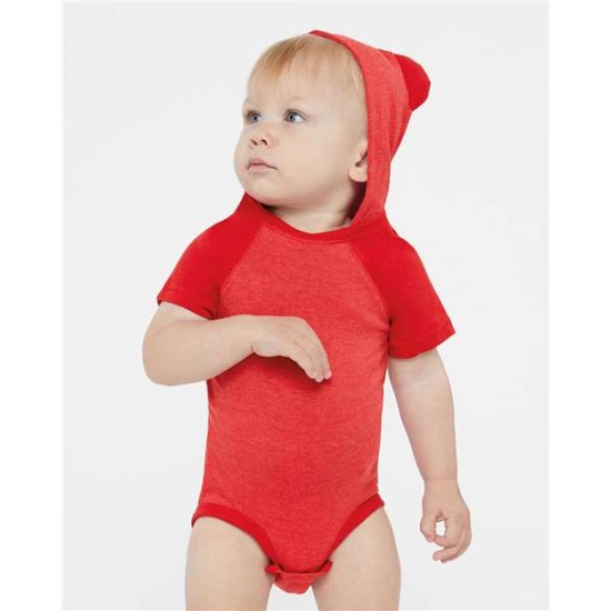 Fine Jersey Infant Short Sleeve Raglan Bodysuit with Hood & Ears - 4417