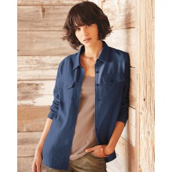 Women's Long Sleeve Solid Flannel Shirt - 5200