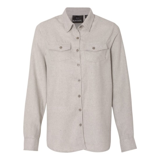 Women's Long Sleeve Solid Flannel Shirt - 5200