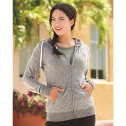 J. America - Women’s Cozy Jersey Full-Zip Hooded Sweatshirt