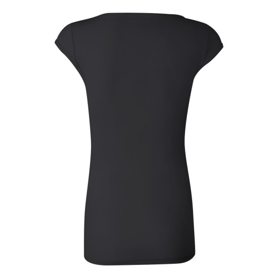 BELLA + CANVAS - Women's Cap Sleeve Sheer Mini Rib V-neck Tee