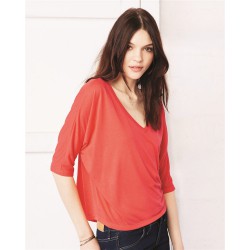 BELLA + CANVAS - Women's Flowy Boxy Half-Sleeve V-Neck Tee