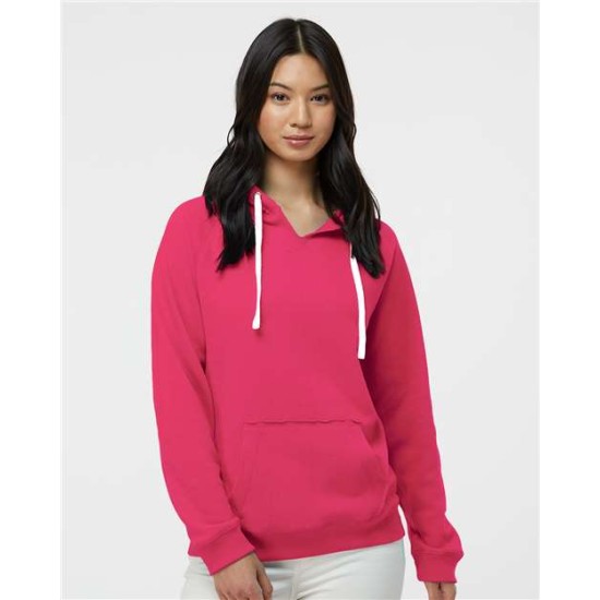 J. America - Women's Sueded V-Neck Hooded Sweatshirt