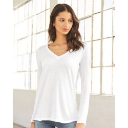 BELLA + CANVAS - Women's Flowy Long Sleeve V-Neck Tee