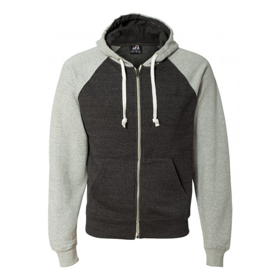 J. America - Triblend Raglan Full-Zip Hooded Sweatshirt