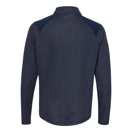 Adidas - Heathered Quarter Zip Pullover with Colorblocked Shoulders
