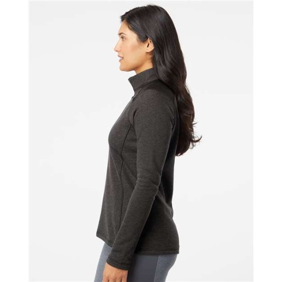 Adidas - Women's Heathered Quarter Zip Pullover with Colorblocked Shoulders