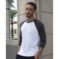 American Apparel - USA-Made Unisex 50/50 Poly/Cotton Raglan Three-Quarter Sleeve Tee