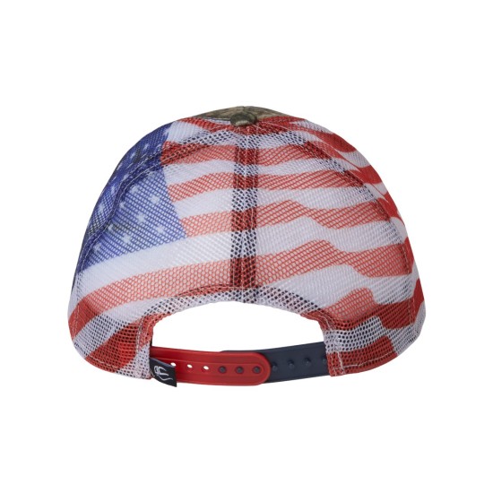 Outdoor Cap - Camo Cap with American Flag Mesh Back