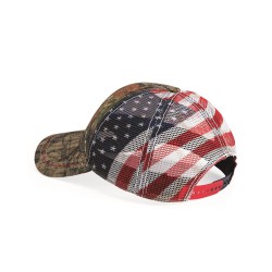 Outdoor Cap - Camo Cap with American Flag Mesh Back