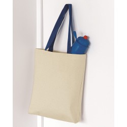 Q-Tees - 11L Canvas Tote with Contrast-Color Handles