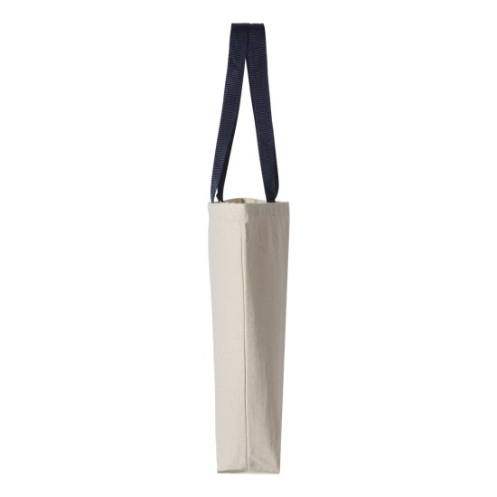 Q-Tees - 11L Canvas Tote with Contrast-Color Handles