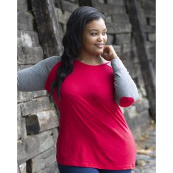 Boxercraft - Women’s Plus Size Preppy Patch Slub Long Sleeve T-Shirt